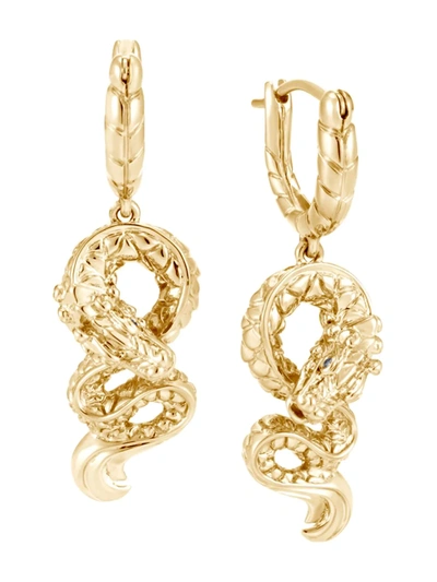 John Hardy 18kt Yellow Gold Legends Naga Sapphire Drop Earrings