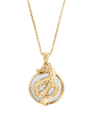 John Hardy Women's Legends Naga 18k Yellow Gold, Pavé Diamond & Blue Sapphire Pendant Necklace