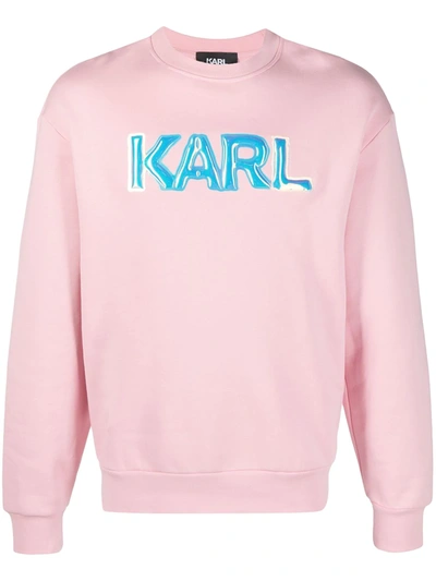 Karl Lagerfeld Balloon Logo-print Crew Neck Sweatshirt In Pink