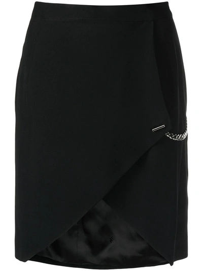 John Richmond Chain-link Detail Asymmetric-hem Skirt In Black