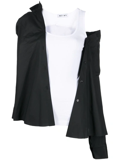 Act N°1 Black Hybrid Vest Top Blouse