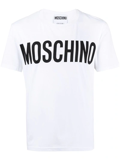 Moschino Off-white Logo T-shirt In White,black