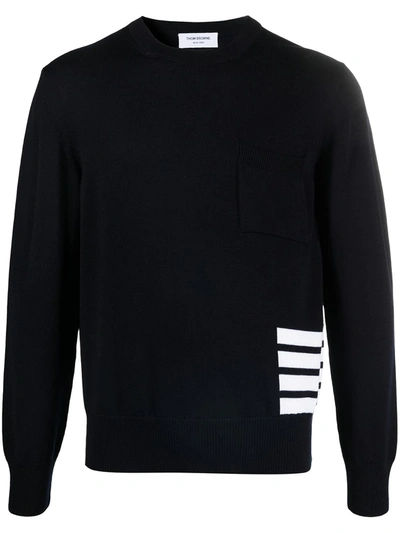 Thom Browne 4-bar Knitted Jumper In Blue