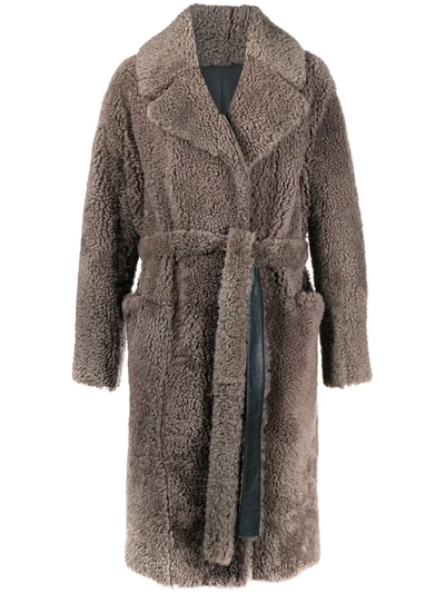 Common Leisure Oversized Belted Wool Coat In Neutrals