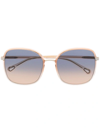 Chloé Franky Square Frame Sunglasses In Orange