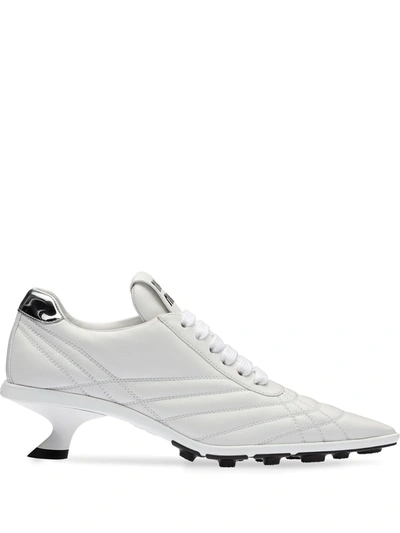 Miu Miu Nappa Leather Mid Heel Sneakers In White