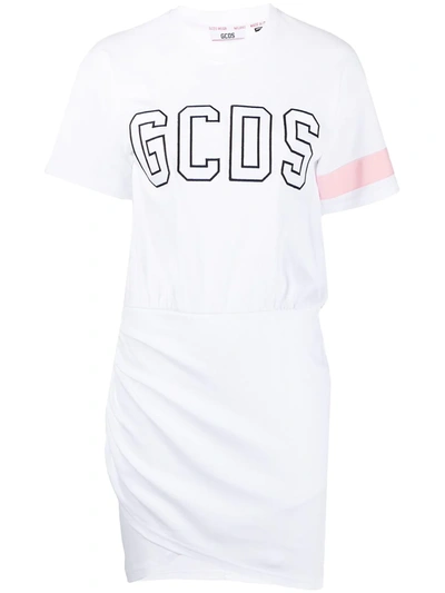 Gcds Logo-embroidered T-shirt Dress In White