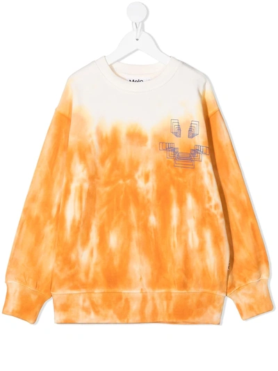 Molo Teen Tie-dye Cotton Sweatshirt In Orange