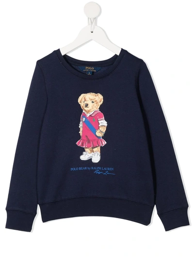Ralph Lauren Kids' Logo Teddy Print Sweatshirt In Blue
