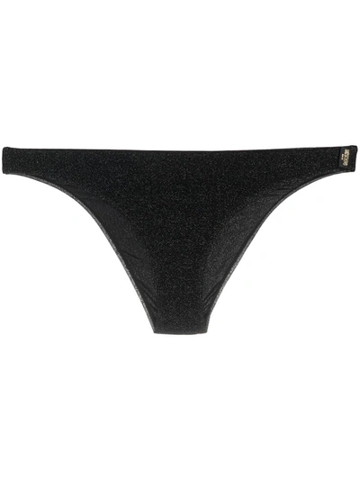 Moschino Metallic-threeading Bikini Briefs In Black