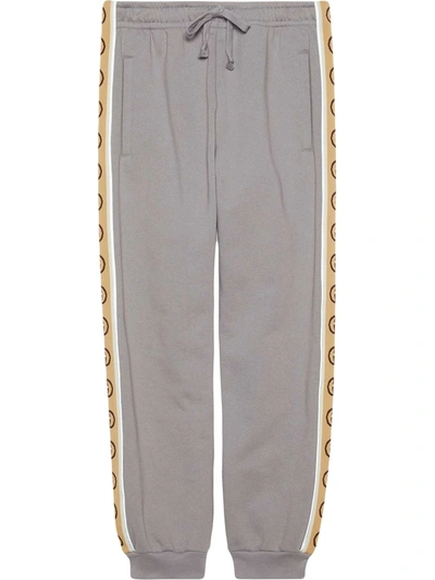 Gucci Interlocking G Taped Track Pants In Grey
