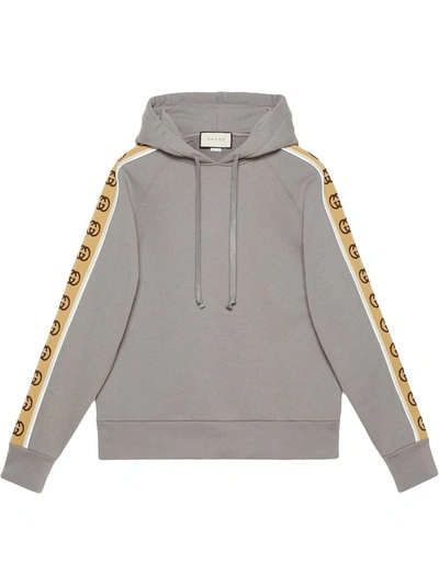 Gucci Logo-tape Hoodie In Grey