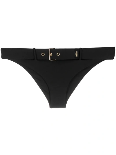 Moschino Front-buckle Bikini Bottoms In Schwarz