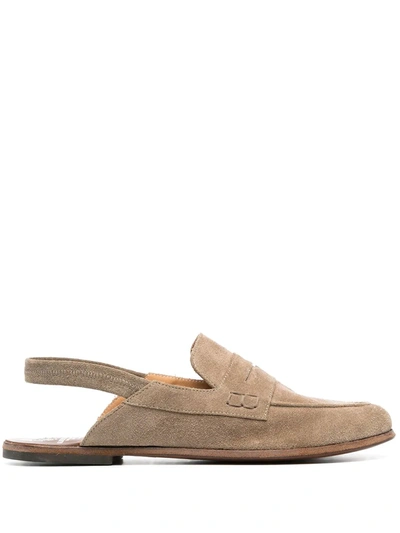 Alberto Fasciani Sling-back Suede Loafers In Neutrals