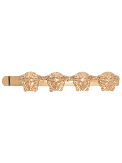 Versace Left Side Multi Medusa Hair Clip In Gold