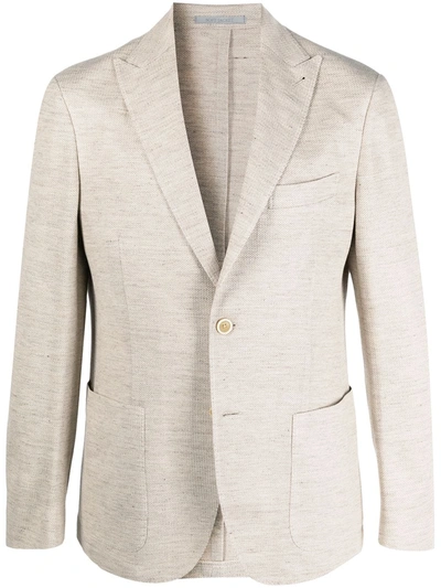 Eleventy Soft Linen Blazer With Patch Pockets In Beige