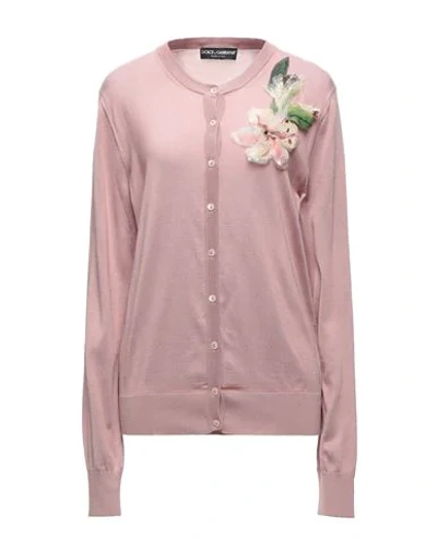 DOLCE & GABBANA DOLCE & GABBANA WOMAN CARDIGAN ANTIQUE ROSE SIZE 0 SILK, GLASS, POLYESTER