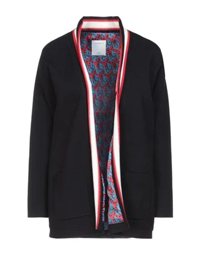 Sandro Catene Striped Knitted Cardigan In Black