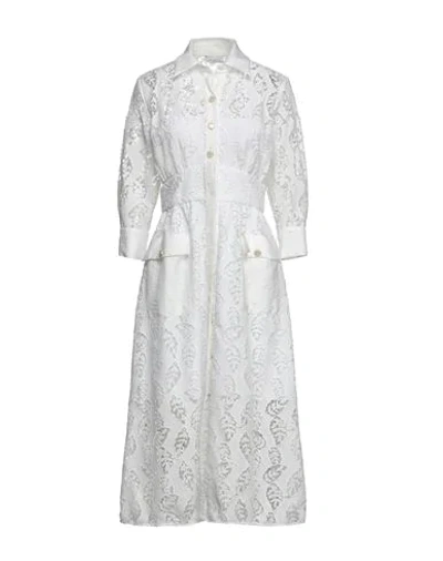 Sandro Zenali Gathered Broderie Anglaise Midi Shirt Dress In White