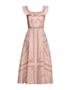 Sandro Gale Ruffle-trimmed Printed Linen And Cotton-blend Midi Dress In Pink