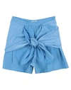 KENZO KENZO WOMAN SHORTS & BERMUDA SHORTS AZURE SIZE 10 POLYAMIDE, COTTON,35460266AT 7