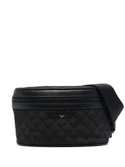 Emporio Armani Monogram Belt Bag In Black