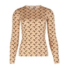 Marine Serre Beige Crewneck T-shirt With All-over Crescent Moon Print In Tech Fabric Stretch Woman In 09 All Over Moon Tan