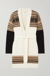 MAX MARA BUONA BELTED FAIR ISLE WOOL AND CASHMERE-BLEND CARDIGAN