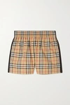 Burberry Audrey Check Cotton Shorts In Beige