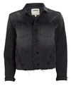 L Agence Janelle Slim Raw-edge Denim Jacket In Misty Grey