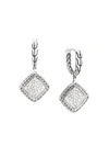 John Hardy Sterling Silver Classic Chain Diamond Pave Drop Earrings In Silver