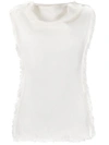 Marni Ladies Fringed Sleeveless Blouse In White