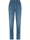 Brunello Cucinelli Light Cotton Denim Belted Jeans In Blue
