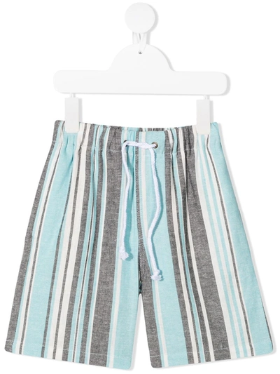 Raspberry Plum Kids' Striped Drawstring Shorts In Blue