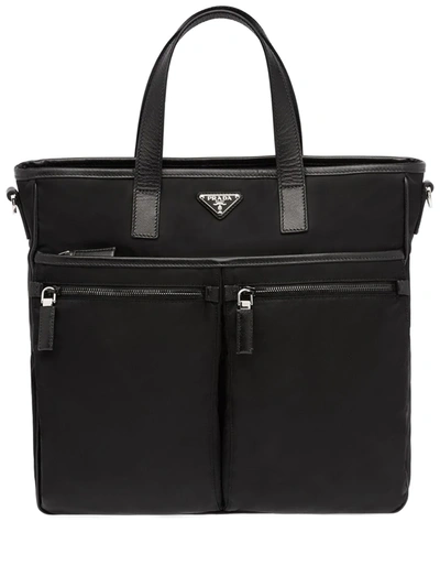 Prada Multi-pocket Logo Tote Bag In Black