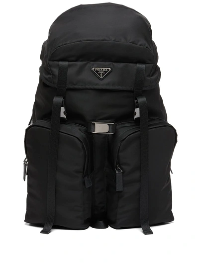 Prada Re-nylon Multi-pocket Backpack In Nero