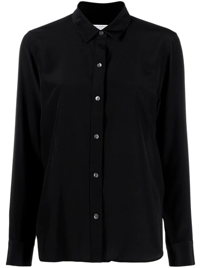 Equipment Emile Oversized Silk Button-down Shirt In Black