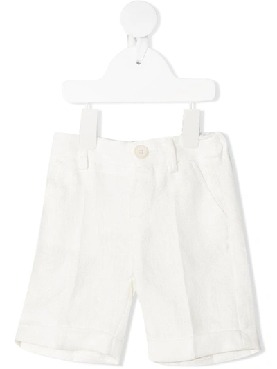 Fay Babies' Tailored Linen Shorts In 白色