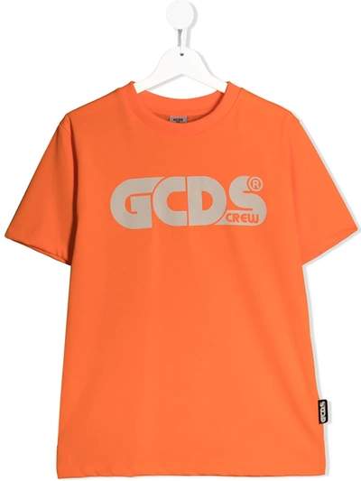 Gcds Teen Logo-print Short-sleeved T-shirt In Orange