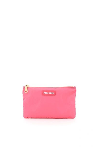 Miu Miu Foldable Nylon Tote Bag In Fuchsia,pink
