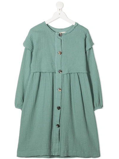 Andorine Kids' Layered Shirt Dress In Green