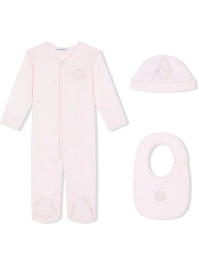 Dolce & Gabbana Babies' Dg Laurel-patch Three-piece Pajama Set In Pink