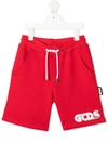 Gcds Teen Logo-print Jersey Shorts In Red