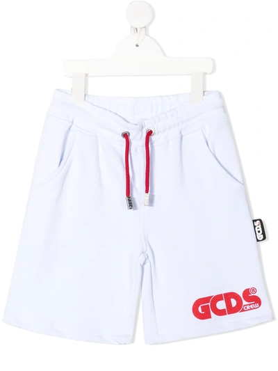 Gcds Kids' Logo-print Jersey Shorts In White