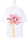 Marni White T-shirt For Girl With Flower In White