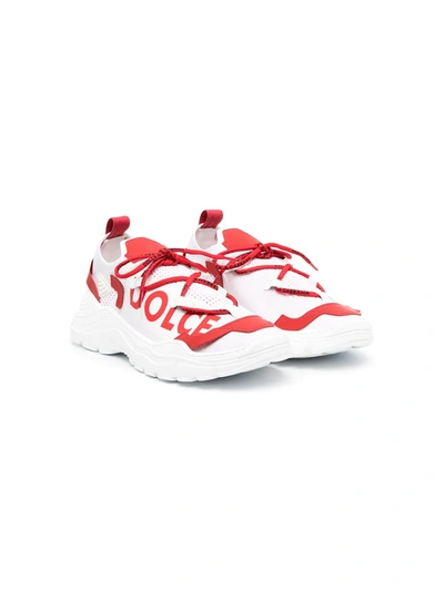 Dolce & Gabbana Teen Daymaster Logo-print Sneakers In White/red