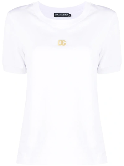 Dolce & Gabbana Crystal-embellished Logo T-shirt In White