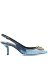 DOLCE & GABBANA DEVOTION 70MM DENIM SLINGBACK PUMPS