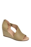 Journee Collection Aretha Perforated Wedge Sandal In Taupe