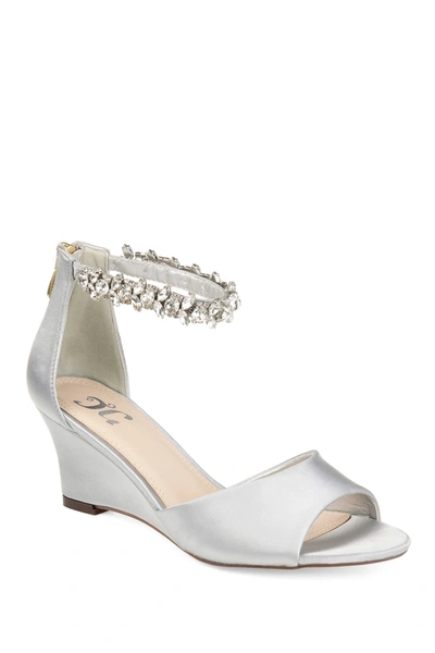 Journee Collection Journee Connor Embellished Strap Wedge Sandal In Grey